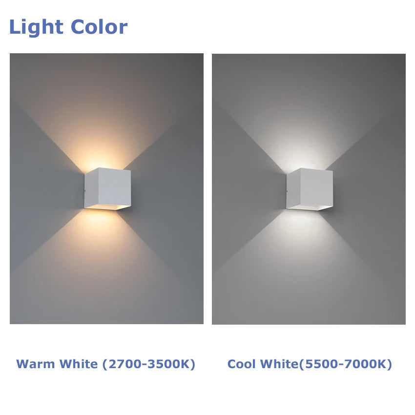 LED Waterproof Wall Lamp in Black, White or Grey for Indoor and Outdoor Lighting Decoration Aluminum Wall Lights