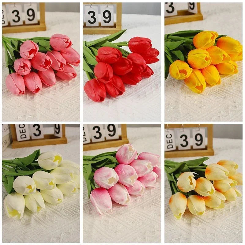 Artificial Tulips Bouquet Real Touch Fake Tulip Flowers for Home Wedding Decor