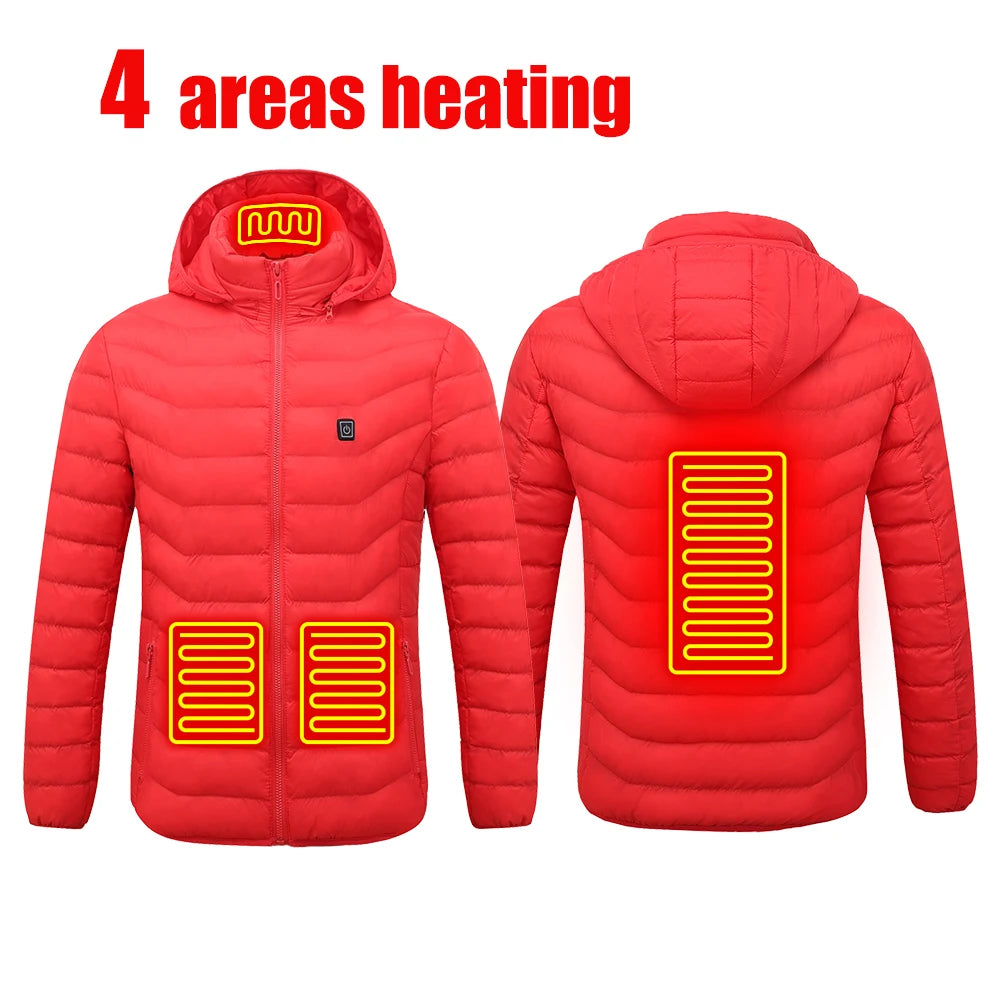 Men's Heating Jacket 21-Zone Four-Switch Control USB Electric Heated Coat Self-Heating Vest Thermal Warm Winter Coat