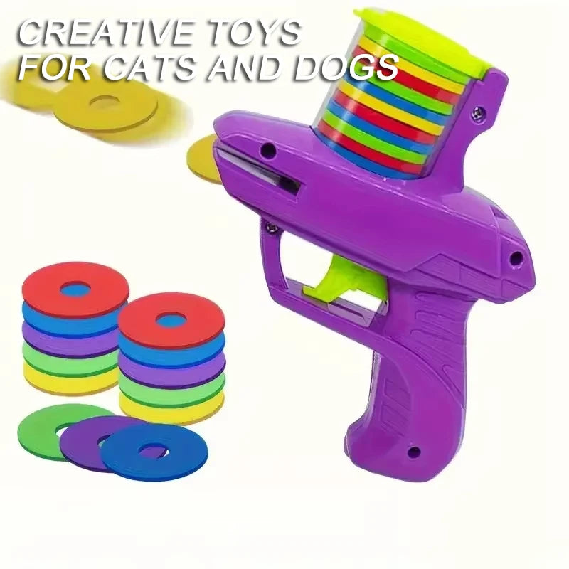 Funny Turnip Gun Cat Toy with Reusable Foam Frisbees, Interactive Hunting Toy for Dogs & Cats