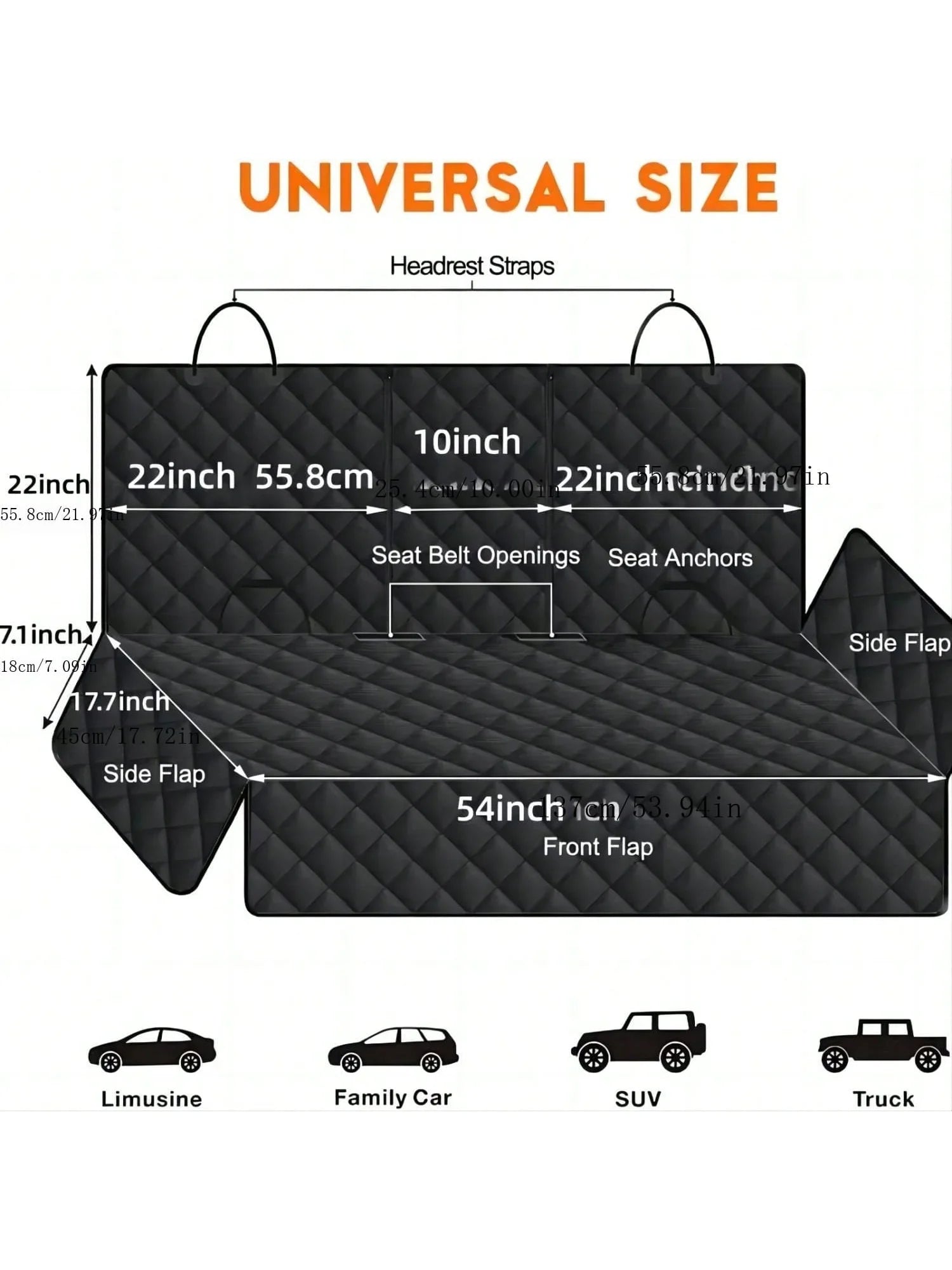 Waterproof Dog Car Seat Cover & Protector with Middle Seat Armrest, Pet Travel Carrier Mattress