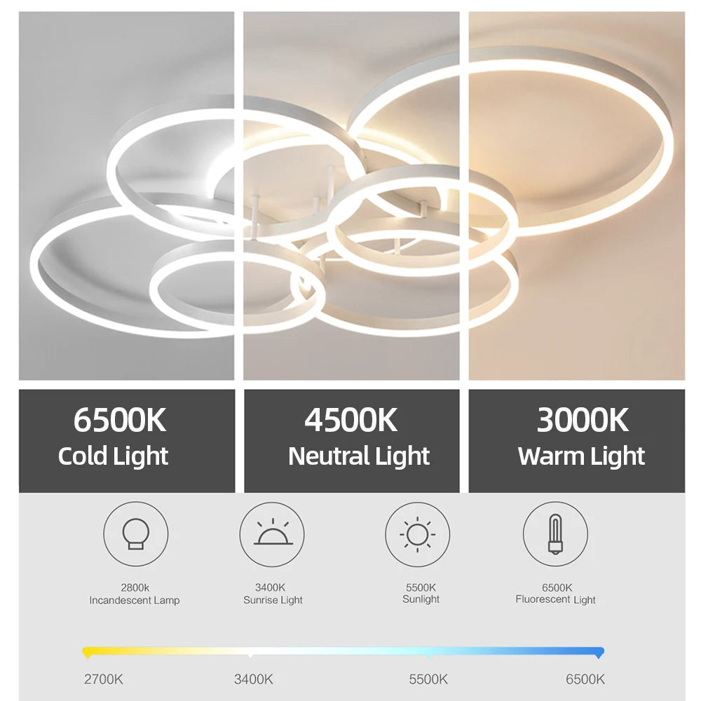Modern Dimmable LED Ceiling Chandelier Lamp for Home, Living Room, Study & Bedroom Decor