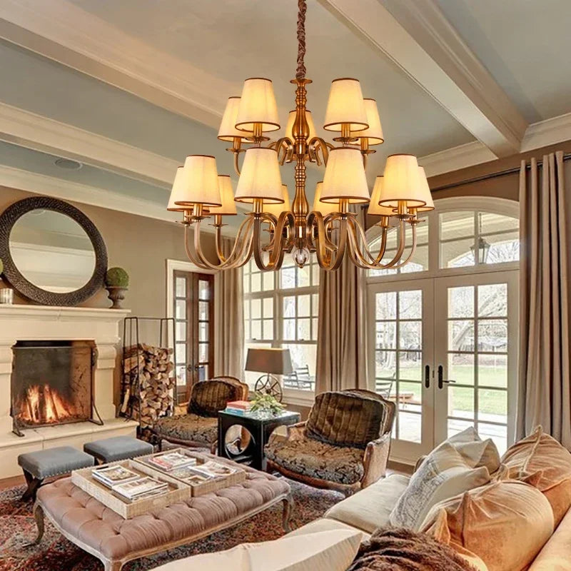 Luxury Classic LED Chandelier Rustic Suspension Luminaire for Living Dining Room & Bedroom Hanging Home Decor