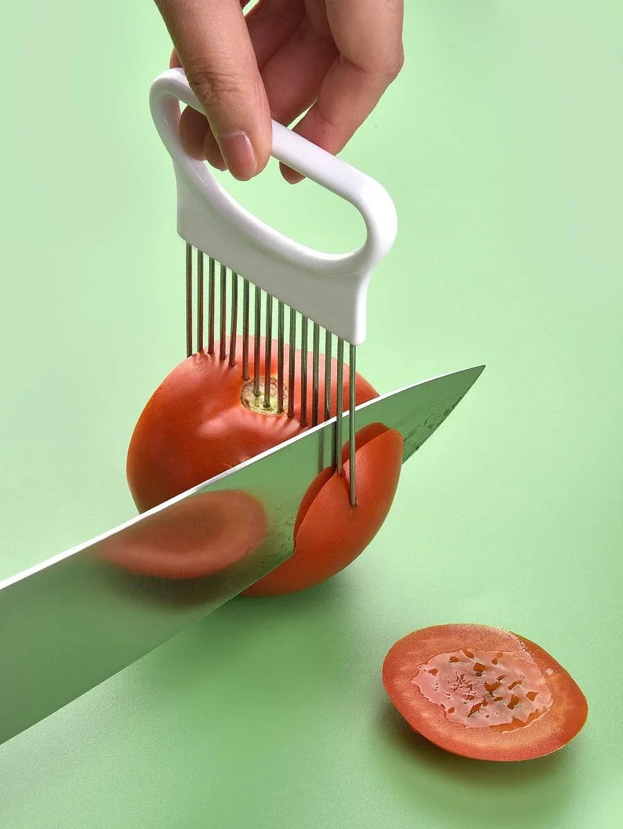 Colorful Onion Slicer, Stainless Steel Kitchen Potato Chip & Onion Holder