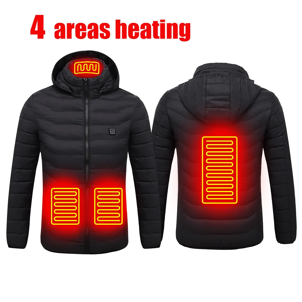 Men's Heating Jacket 21-Zone Four-Switch Control USB Electric Heated Coat Self-Heating Vest Thermal Warm Winter Coat