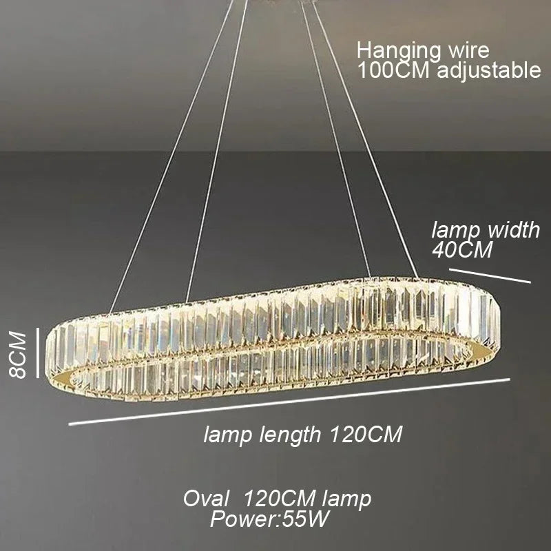 Modern Gold Luxury Crystal LED Dimmable Chandelier Pendant Lamp for Bedroom, Living Room, Hotel & Villa