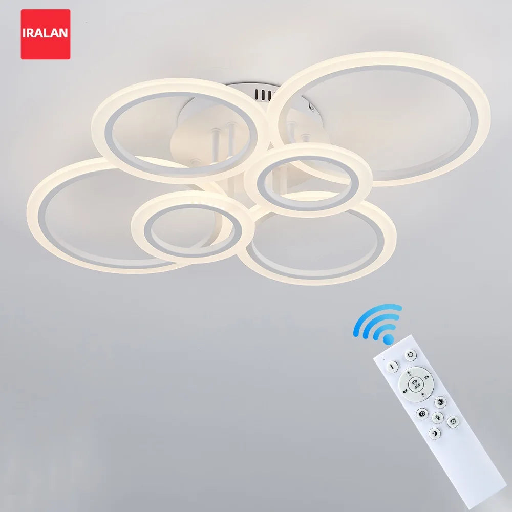 Modern LED Ring Ceiling Mount Chandelier Pendant Lamp for Living Room & Bedroom