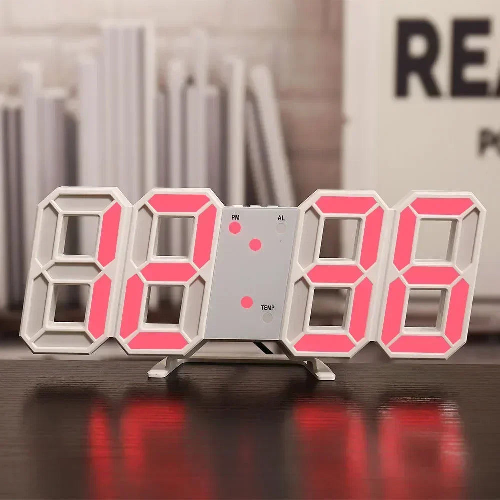 3D LED Digital Clock Wall Decoration Glow Night Mode Adjustable Electronic Watch for Bedroom Room Decor