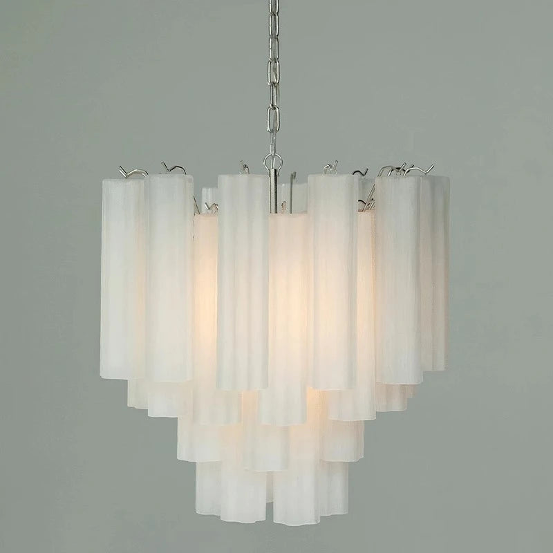 Art Deco Stained Glass Tube Chandelier for Dining Room Kitchen Island Lighting Home Decor Luxury Ceiling Pendant Lamp