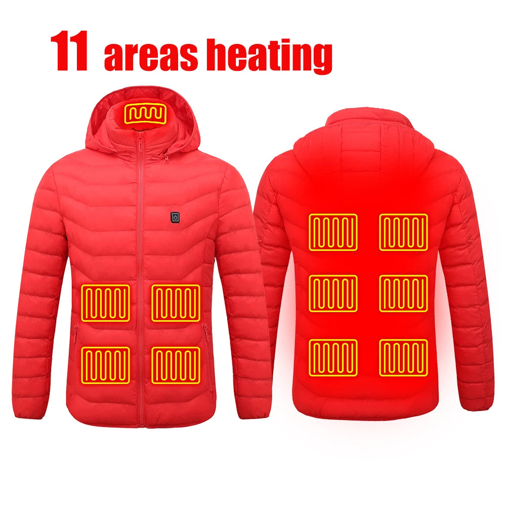 Men's Heating Jacket 21-Zone Four-Switch Control USB Electric Heated Coat Self-Heating Vest Thermal Warm Winter Coat