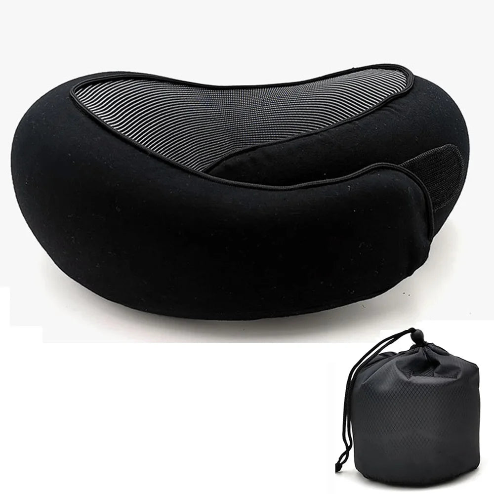 Travel Neck Pillow - Memory Foam U-Shaped Snail Style Neck Support, Portable Adjustable Soft Sleep Pillow for Naps