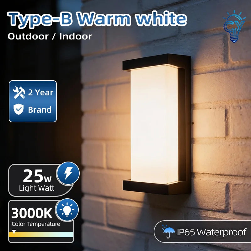 LED Outdoor Wall Light IP65 Waterproof Lamp Porch Lighting for Balcony Home Garden & Bedroom
