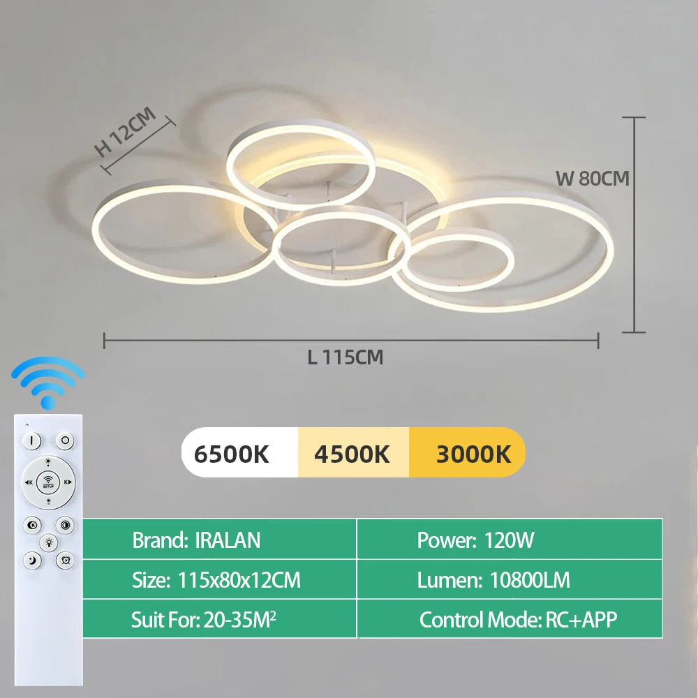 Modern Dimmable LED Ceiling Chandelier Lamp for Home, Living Room, Study & Bedroom Decor
