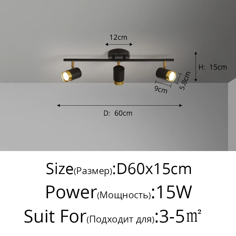 Black & White LED Chandelier for Living Room Balcony Corridor, Modern Simple Decorative Lighting