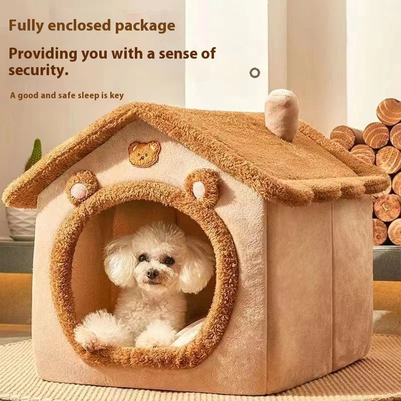 All Season Dog House Style Bed Removable Washable Pet Bed for Small Dogs Teddy Cat Winter Warm
