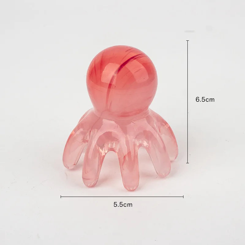 Octopus Resin Scalp Massage Comb - Meridian Scraping Acupuncture Gua Sha Brush for Fatigue Relief
