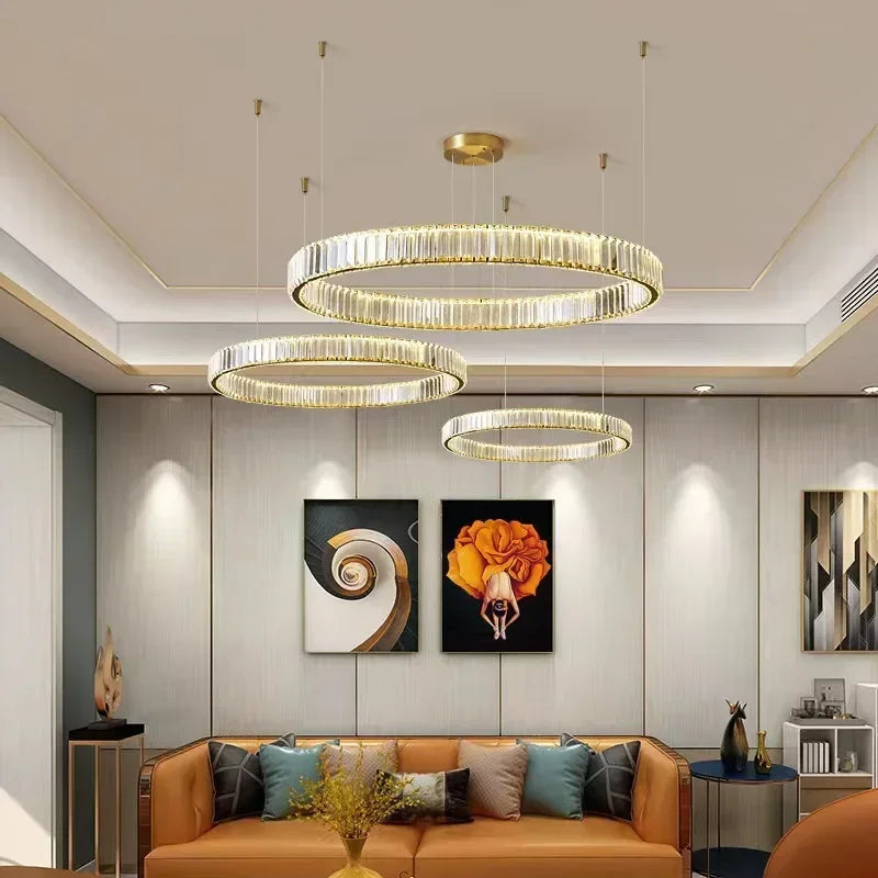 Modern Gold Luxury Crystal LED Dimmable Chandelier Pendant Lamp for Bedroom, Living Room, Hotel & Villa