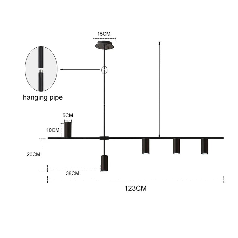 Modern Black Pendant Chandelier Hanging Lamp for Dining Room, Kitchen, Living Room, Bedroom & Bar