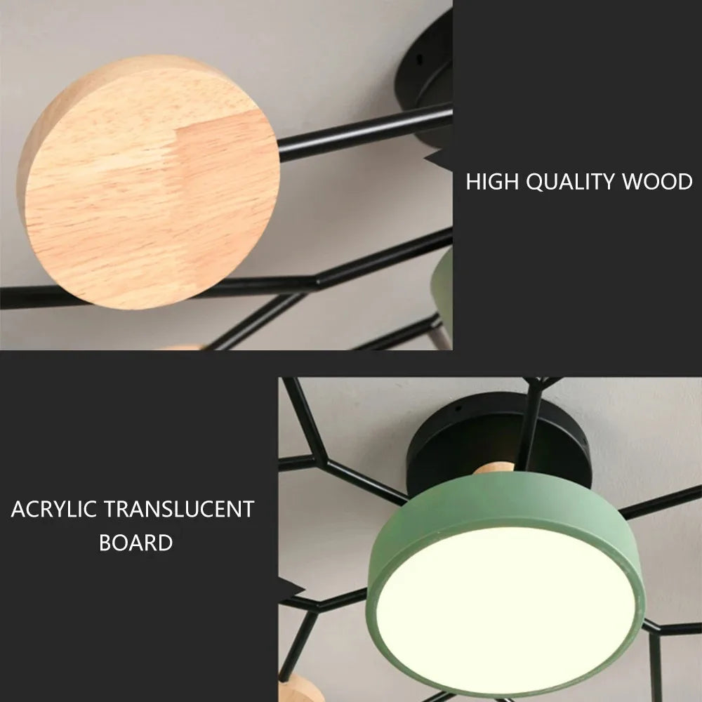 LED Chandelier 3-Color Lighting for Living Room Bedroom Hotel Apartment Study Home Decoration