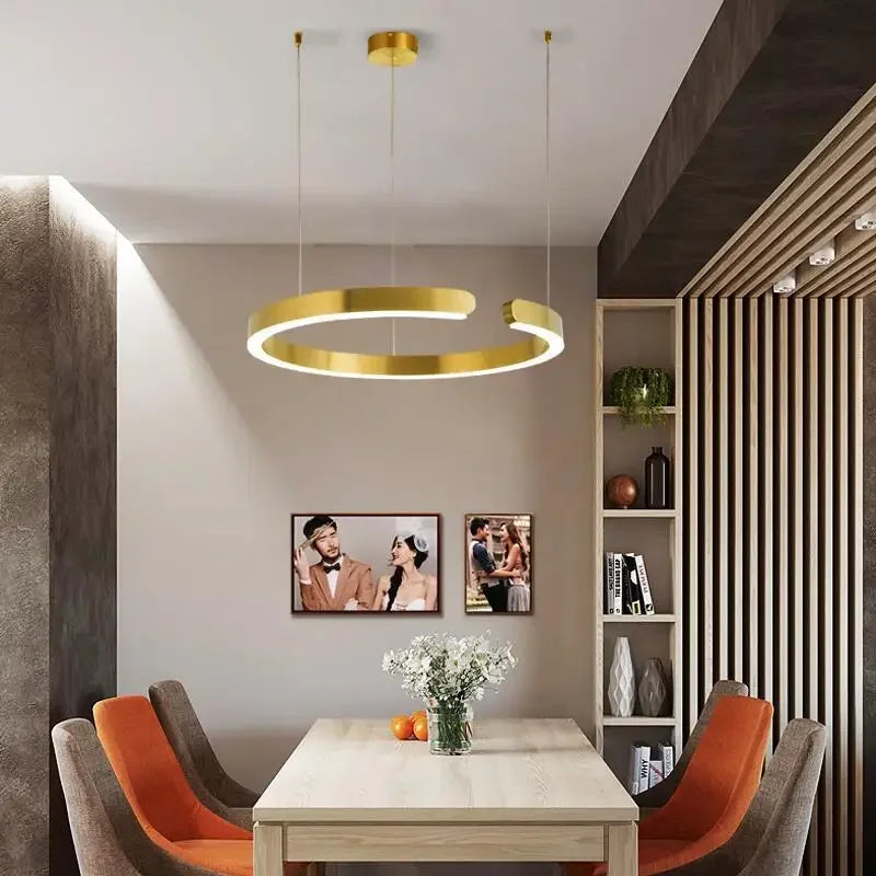 Modern Minimalist Stainless Steel C-Type LED Chandelier Pendant Lamp for Restaurant & Kitchen