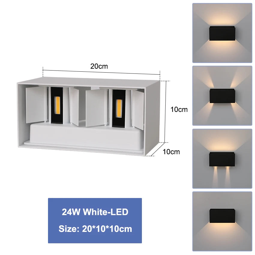 LED Waterproof Wall Lamp in Black, White or Grey for Indoor and Outdoor Lighting Decoration Aluminum Wall Lights