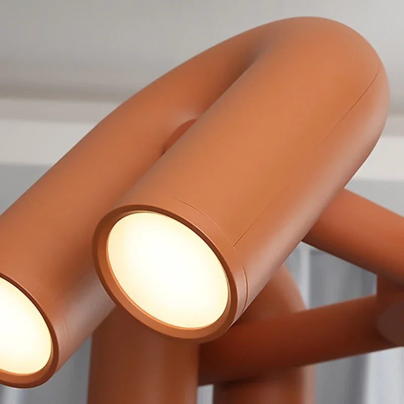 Modern Luxury U-Shaped Metal LED Pendant Light in Black & Orange for Living & Dining Room
