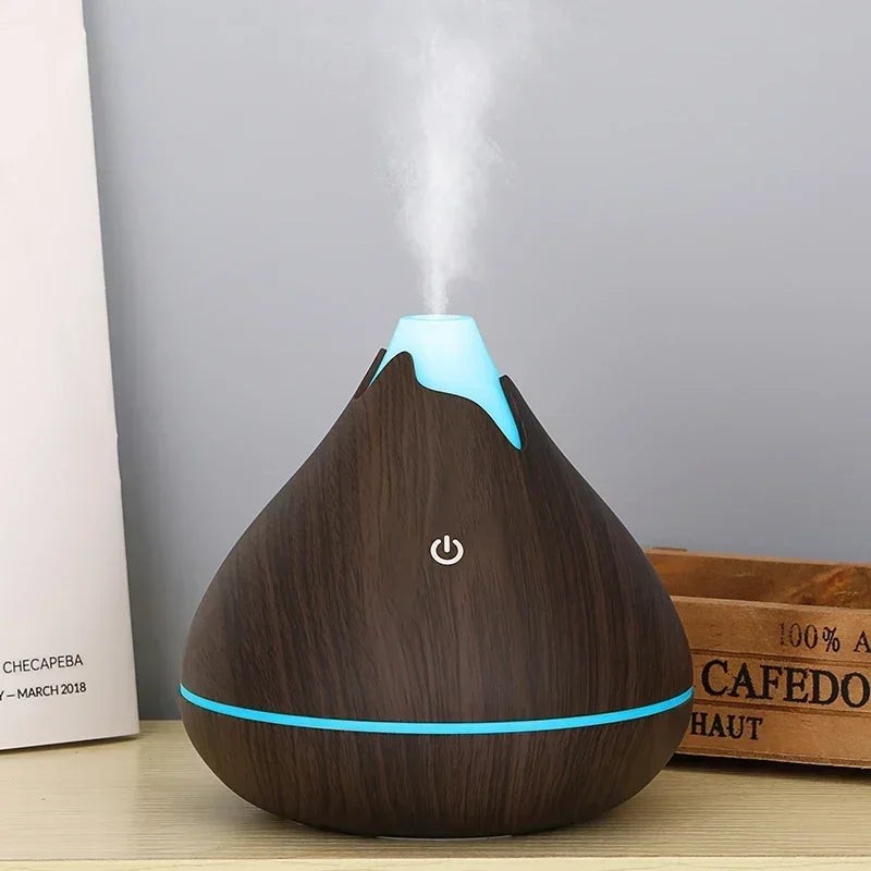 Aromatherapy Essential Oil Diffuser Wood Grain Remote Control Ultrasonic Air Humidifier with 7 Color LED Light