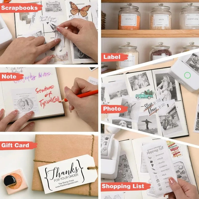 Thermal Mini Printer - Portable Inkless Bluetooth Sticker Maker and Pocket Photo Printer for Children DIY