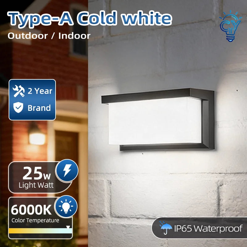 LED Outdoor Wall Light IP65 Waterproof Lamp Porch Lighting for Balcony Home Garden & Bedroom