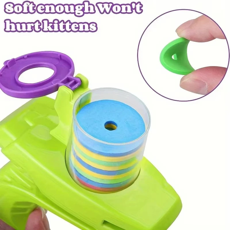 Funny Turnip Gun Cat Toy with Reusable Foam Frisbees, Interactive Hunting Toy for Dogs & Cats