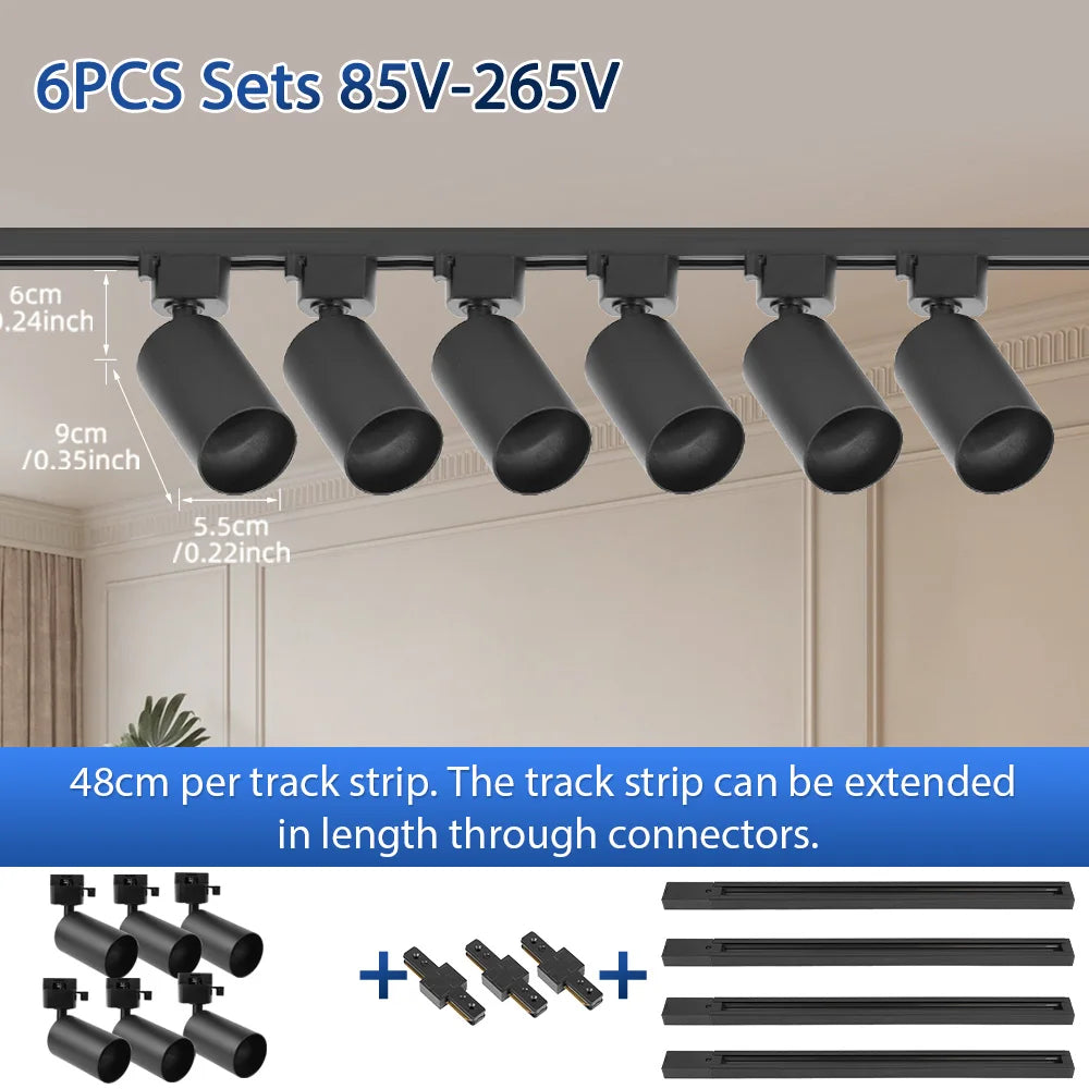 GU10 LED Track Light Full Set, Ceiling Spotlight for Kitchen Living Room & Store Decor