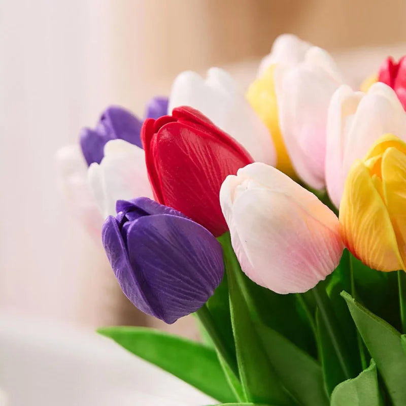 Real Touch Artificial Tulip Flowers Bouquet Fake Tulips for Home Wedding Decorations