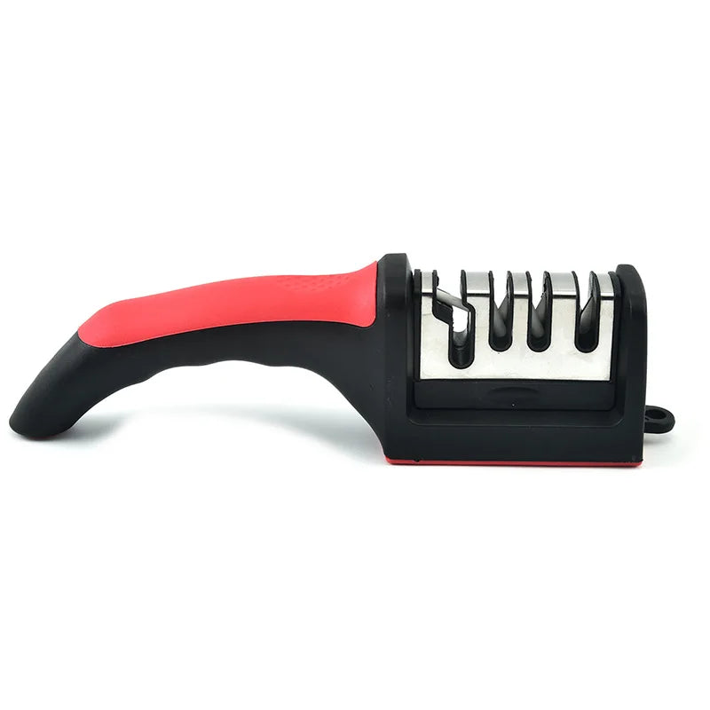 Kitchen 4-Stage Knife Sharpener Household Multi-Functional Hand-Held Three-Purpose Black Sharpening Stone