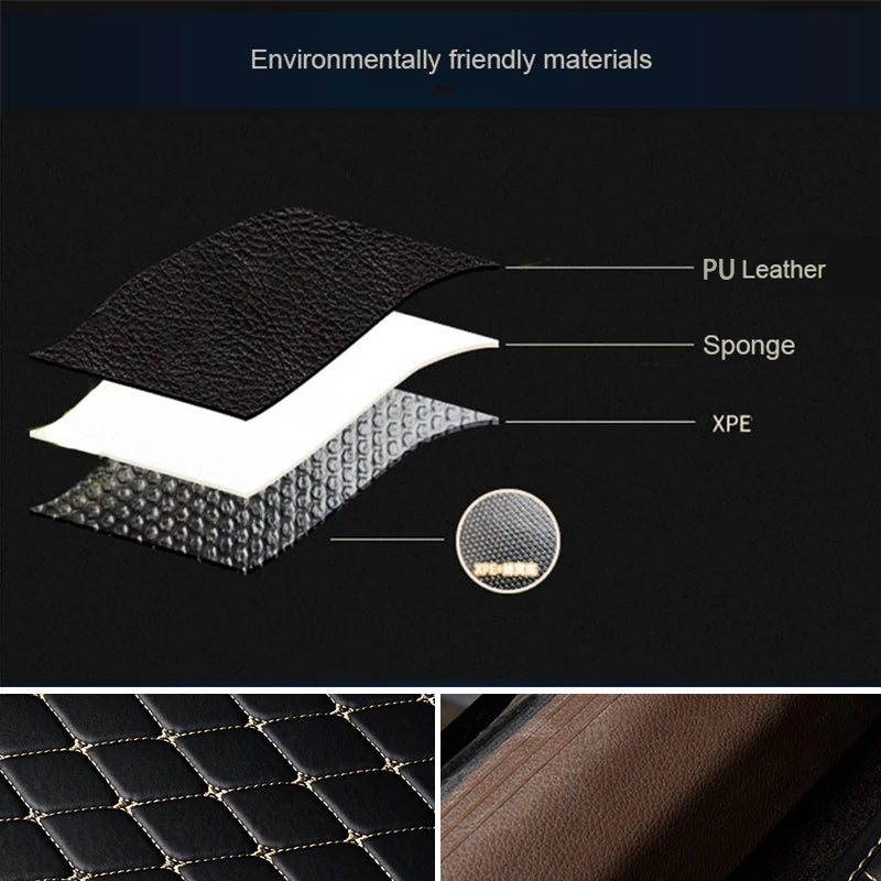 Universal Car Floor Mats - PU Leather Waterproof Dust-Proof Auto Carpet Protector Pads, Car Interior Accessories