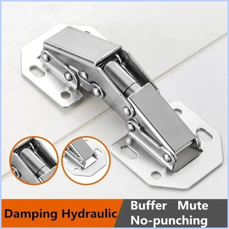 90 Degree Cabinet Hinges No-Drilling Hole Hydraulic Buffer Hinge Kitchen Cupboard Furniture Hardware