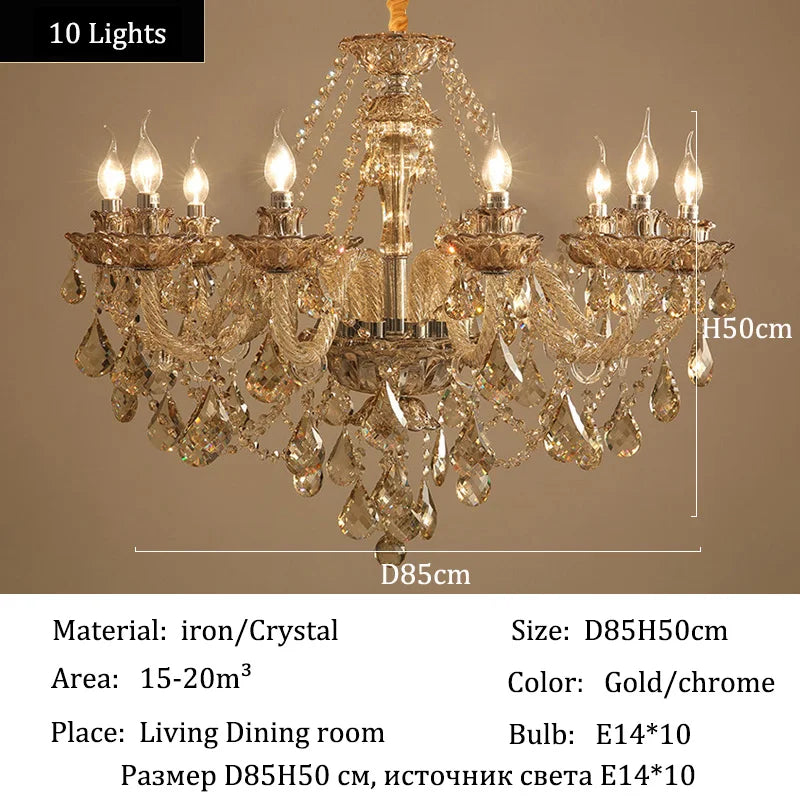 Luxury Home Crystal Chandelier Villa LED Ceiling Pendant Light for Living Room Hanging Fixture Decor