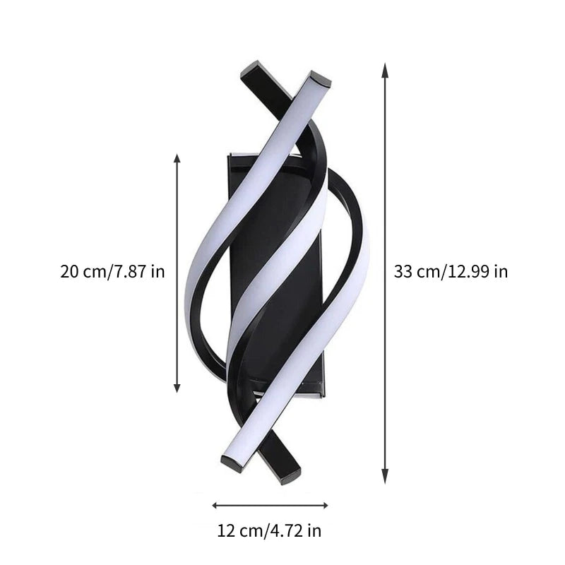Curved Spiral Design LED Wall Lamp for Bedroom Bedside Corridor Staircase Living Room Home Decor