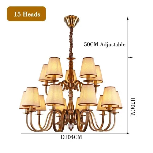 Luxury Classic LED Chandelier Rustic Suspension Luminaire for Living Dining Room & Bedroom Hanging Home Decor