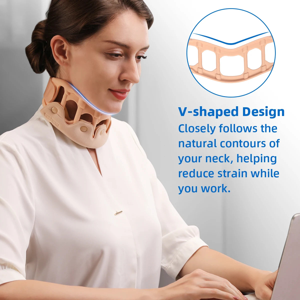 VELPEAU Silicone Neck Brace - Breathable Waterproof Cervical Collar for Spine Pressure, Neck Stiffness and Pain Relief