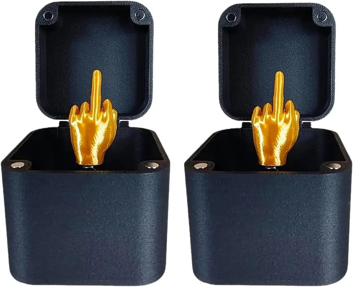 Funny Middle Finger in a Box, Desk Decor Gag Gift for Halloween Christmas & Birthday, Novelty Office Toy