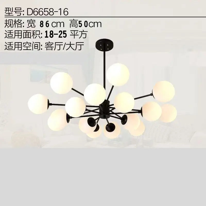 Modern Luxury Nordic Glass LED Chandelier for Living Room, Dining Room, Bedroom & Kitchen
