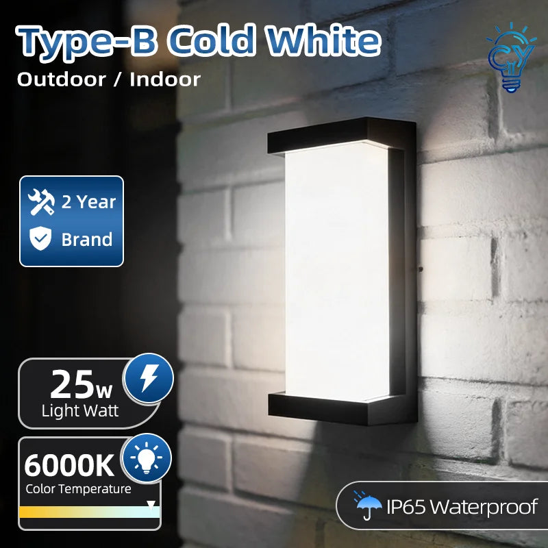 LED Outdoor Wall Light IP65 Waterproof Lamp Porch Lighting for Balcony Home Garden & Bedroom