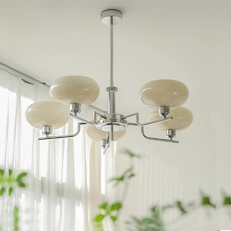 Bauhaus Modern French Designer Chandelier for Bedroom Study Living Room, Northern European Retro Lamp