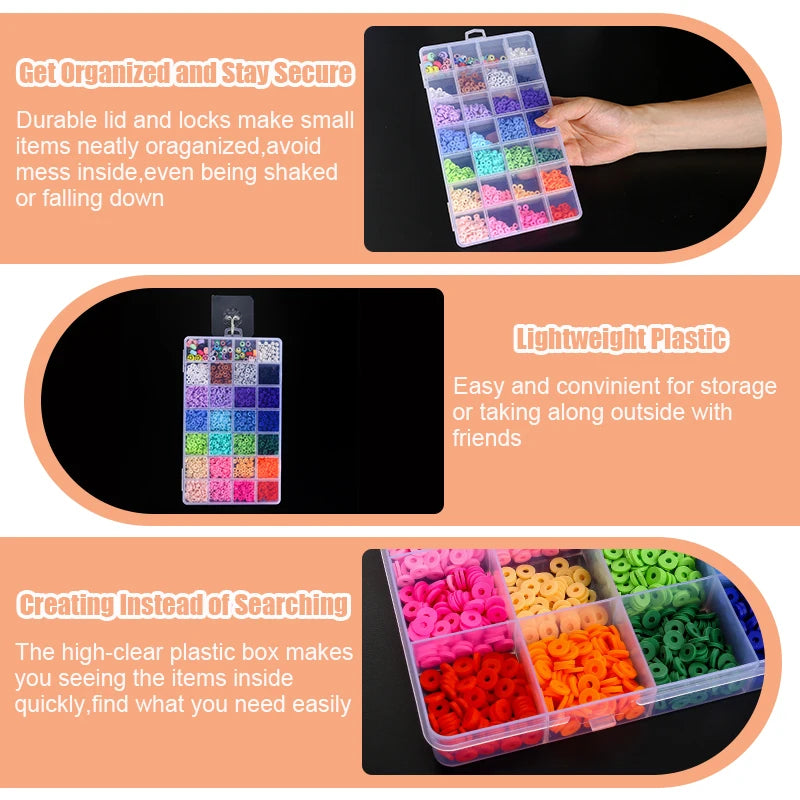 Transparent Storage Container Jewelry Box - Clear Plastic Organizer and Display Case for Earrings and Beads