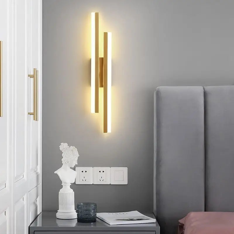 LED Bedroom Wall Sconce Copper Pipe Acrylic Lampshade Indoor Lighting for Living Room & Corridor Fixture