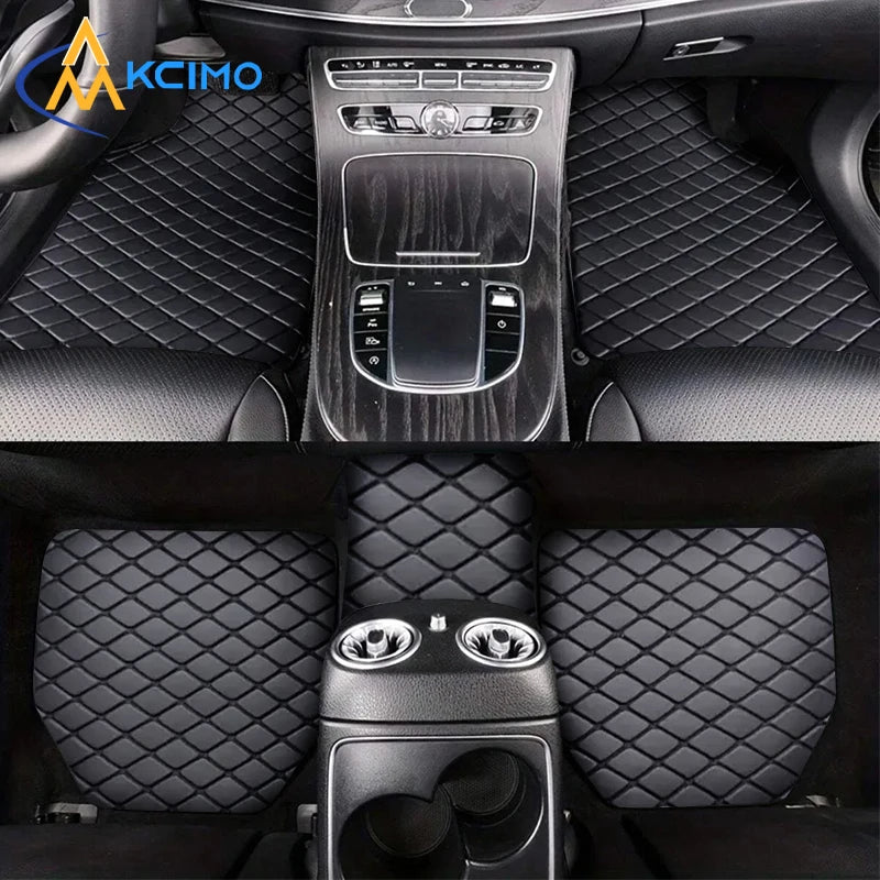 Universal Car Floor Mats - PU Leather Waterproof Dust-Proof Auto Carpet Protector Pads, Car Interior Accessories