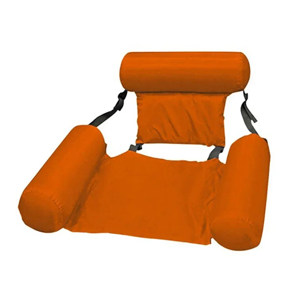 Foldable Floating Water Hammock Lounger, Inflatable Pool Mat & Recliner Bed Swimming Air Mattress