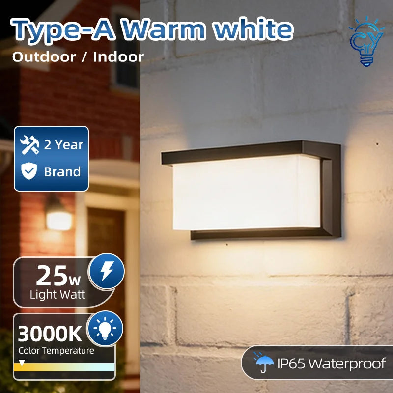 LED Outdoor Wall Light IP65 Waterproof Lamp Porch Lighting for Balcony Home Garden & Bedroom