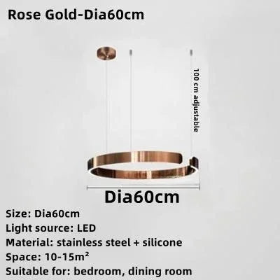 Modern Minimalist Stainless Steel C-Type LED Chandelier Pendant Lamp for Restaurant & Kitchen