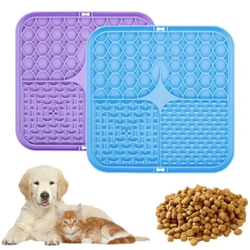 Silicone Lick Mat for Dogs - Slow Feeder Plate with Suction for Bathing Distraction, Dog Training Feeder Supplies